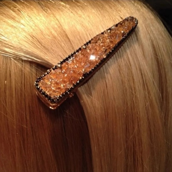 Rose Gold Sparkly Stone Beaded Alligator Hair Clip - Picture 6 of 6